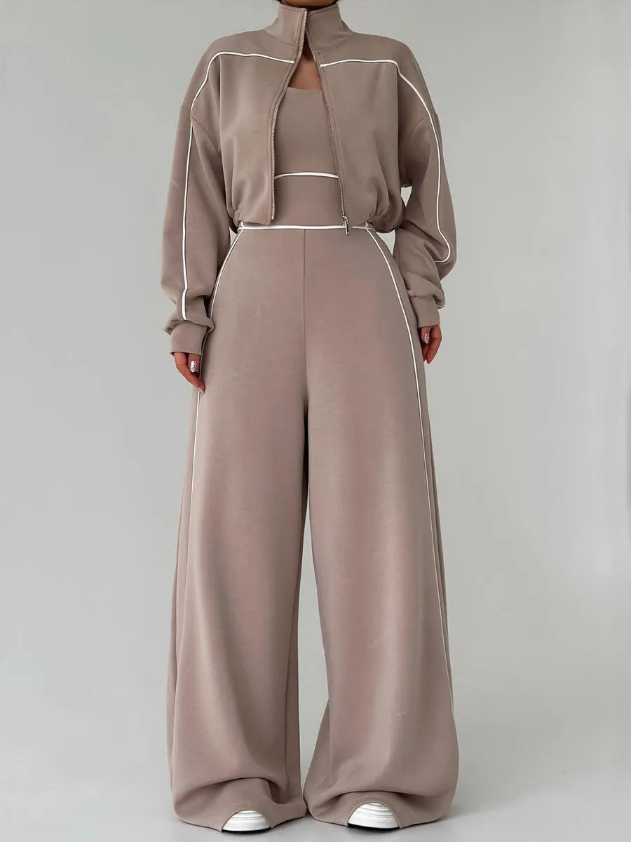 Conjunto Deportivo Elegante con Pantalón Palazzo 🤎