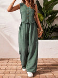 Conjunto Verde de Chaleco y Pantalón Palazzo 🌿💚