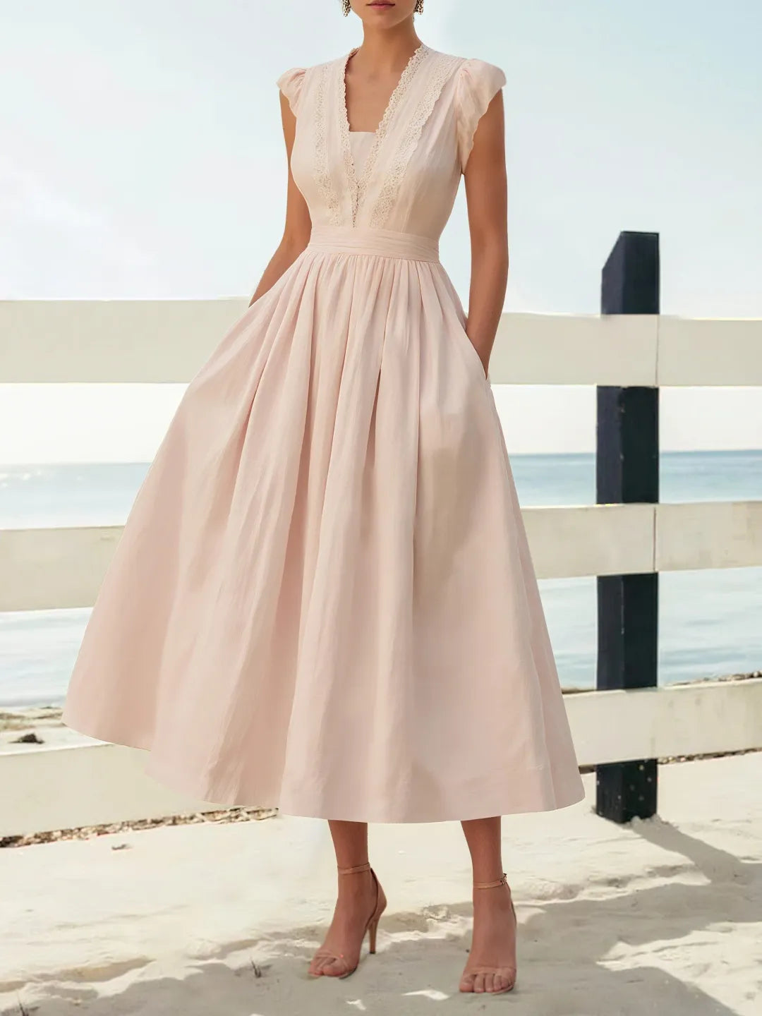 Vestido Romántico en Rosa Pálido