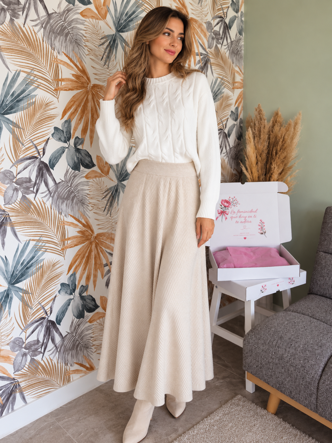 Jersey de punto trenzado en color blanco